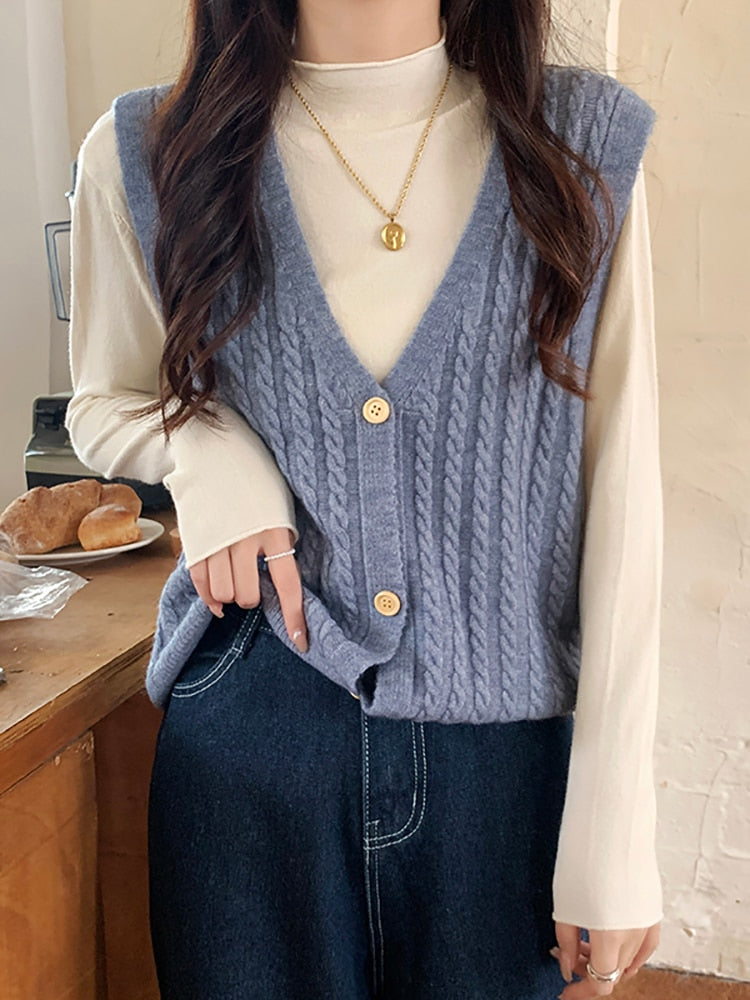 Knitted Sweater V-neck Vest