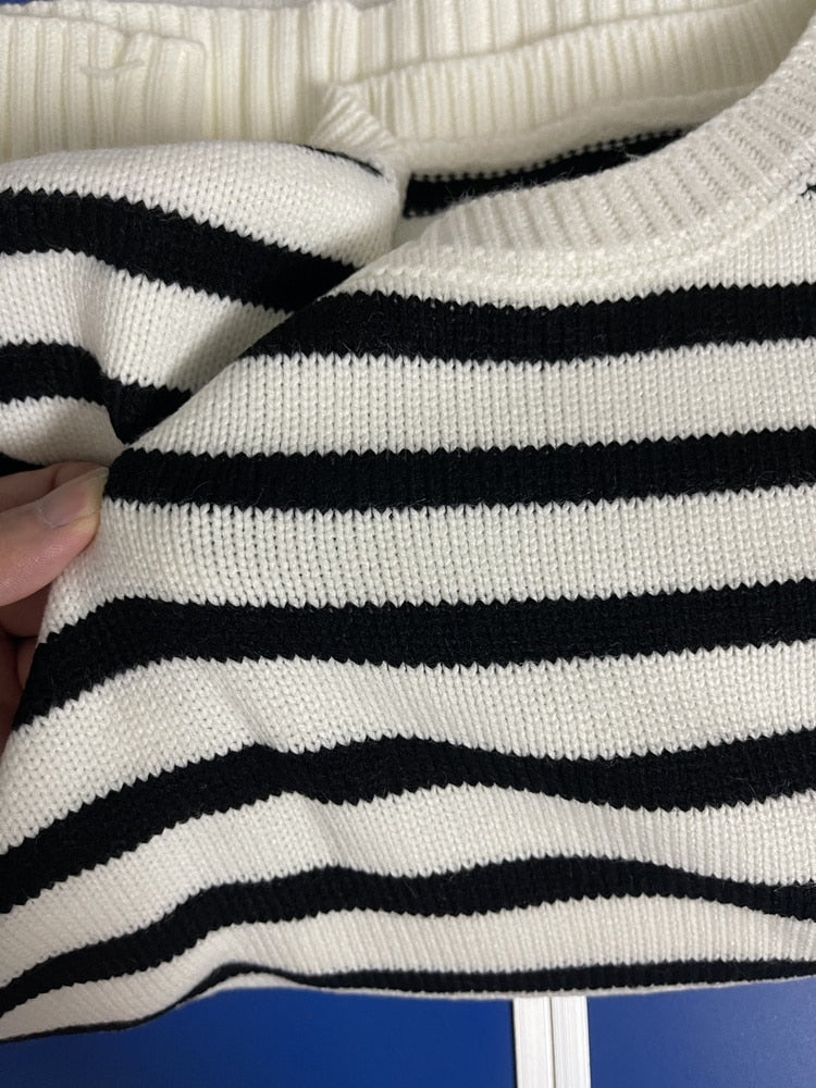 Loose Striped Knitted Sweater Dress