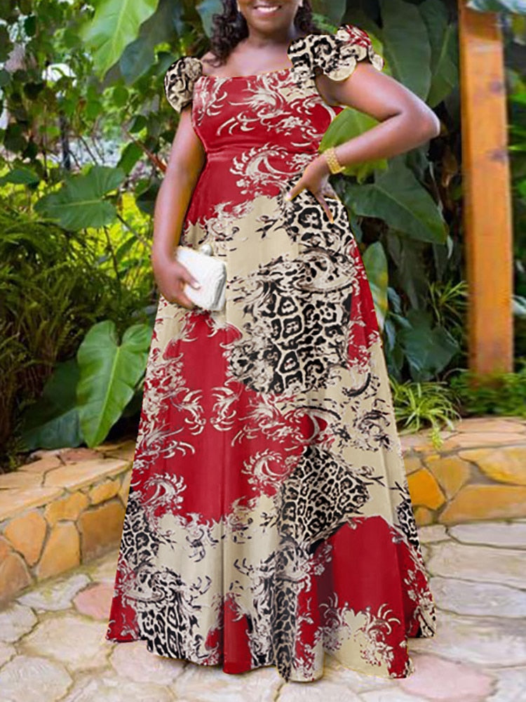 Flower Printed Sleeveless Maxi Summer Dress