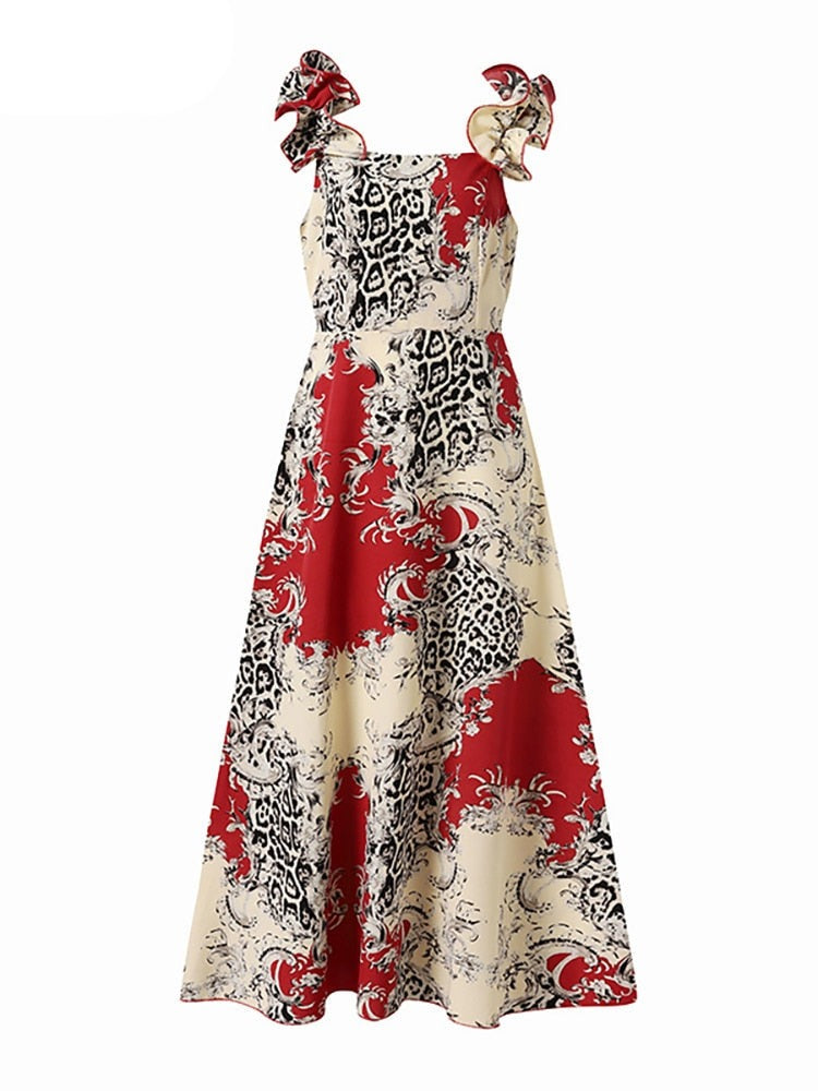 Flower Printed Sleeveless Maxi Summer Dress