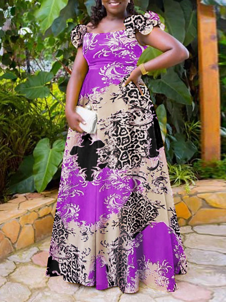 Flower Printed Sleeveless Maxi Summer Dress