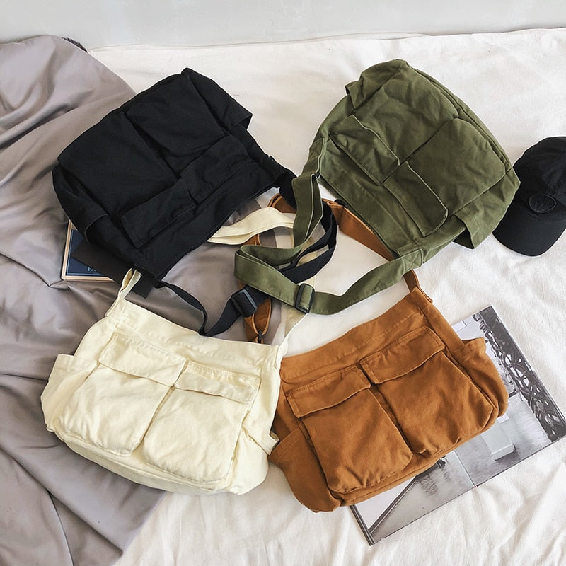 Large Capacity Tote Canvas Crossbody Bag