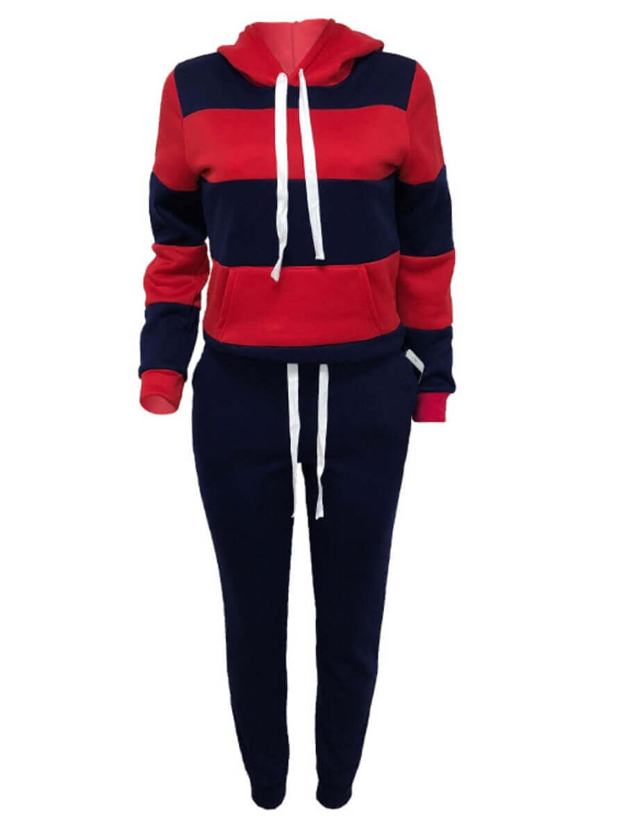Striped Drawstring Tracksuit Set