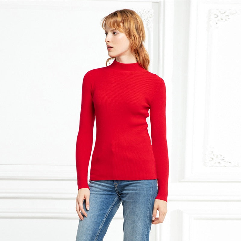 Turtleneck Pullover Sweater – Long Sleeve, Slim Fit & Oversized Style