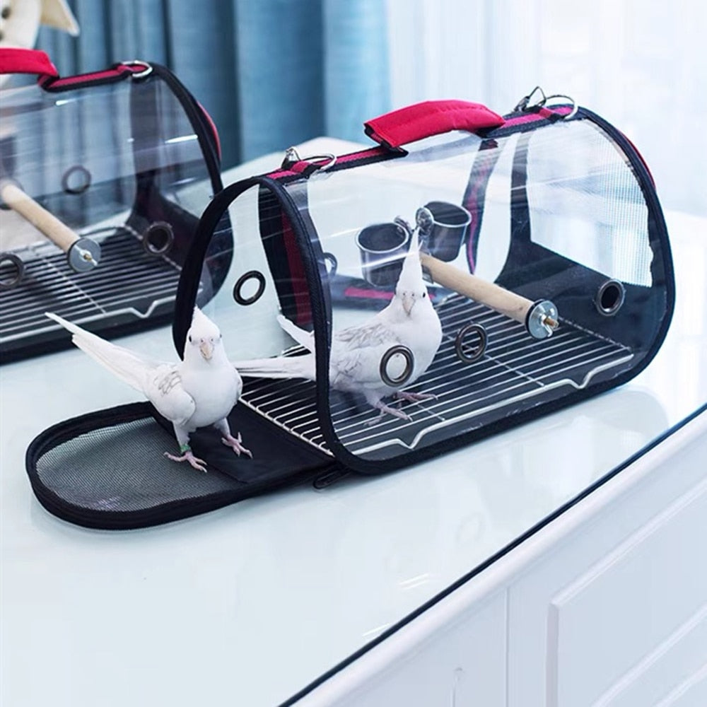 Portable Bird Carrier Parrot Backpack Bag With Perch For Small Animals