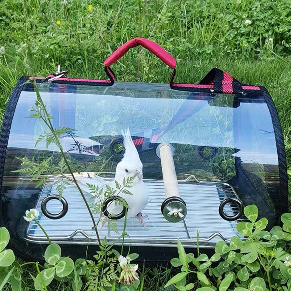 Portable Bird Carrier Parrot Backpack Bag With Perch For Small Animals