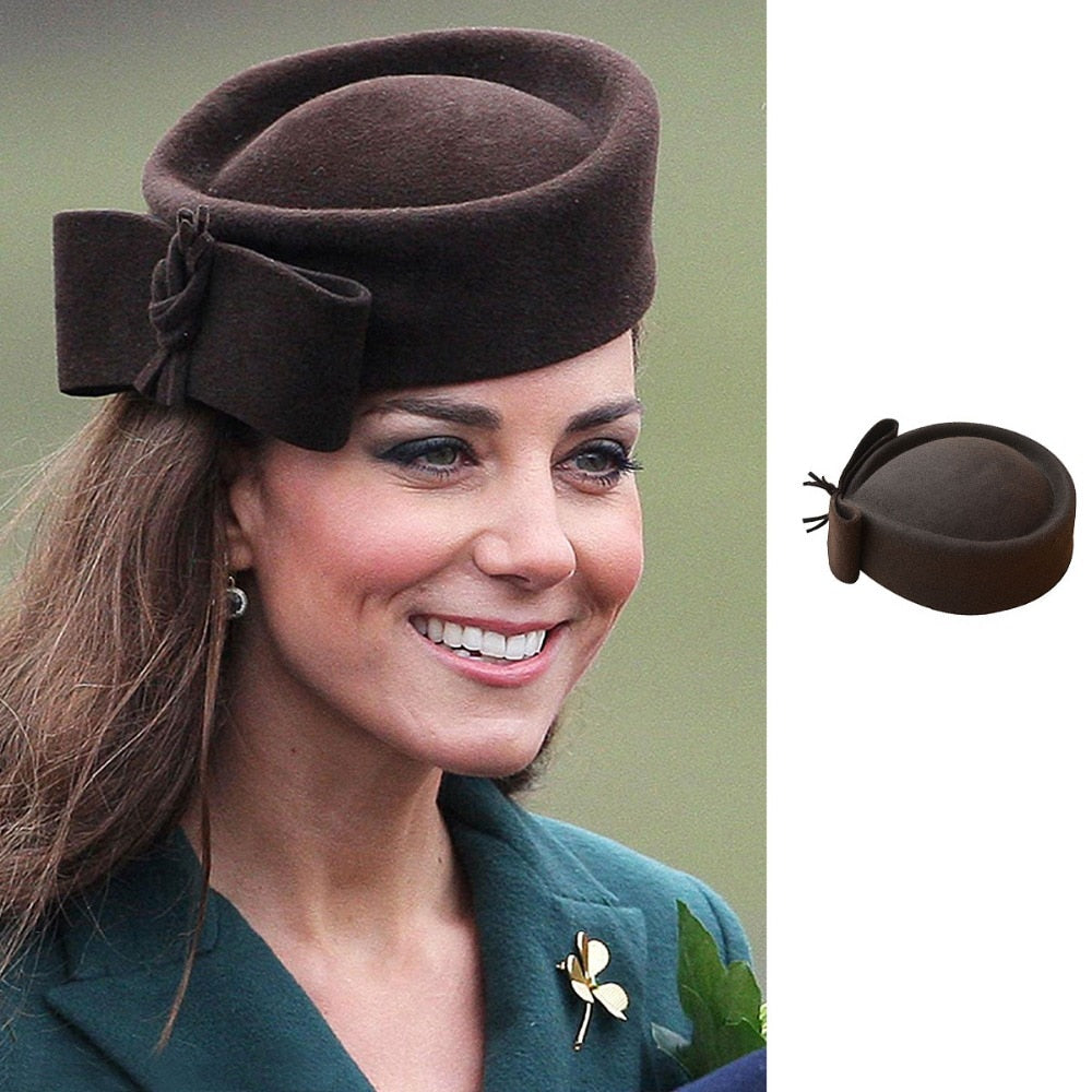 Teardrop Women Hats Vintage Look Pillbox Fascinator Hat Top Fancy Wool Felt Hat