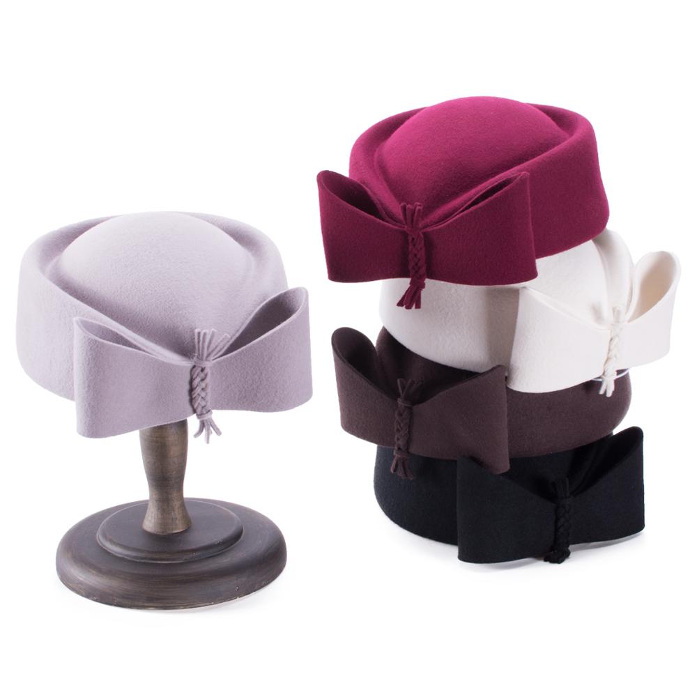 Teardrop Women Hats Vintage Look Pillbox Fascinator Hat Top Fancy Wool Felt Hat