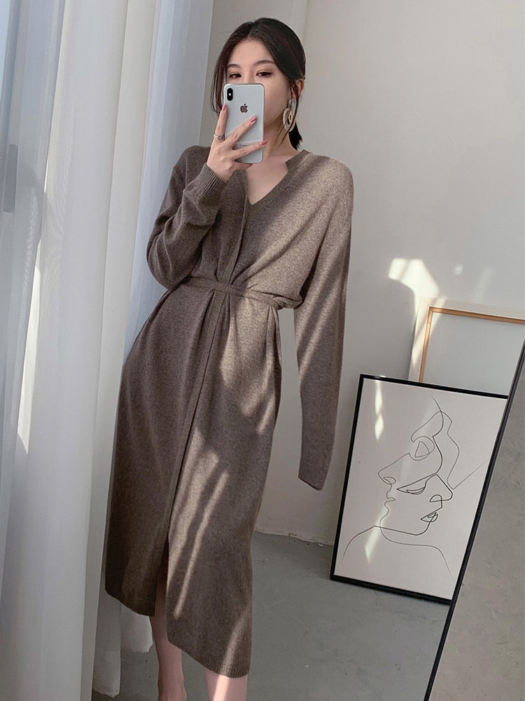 Vintage Sweater Knitted Dress for Women - Azahshopping