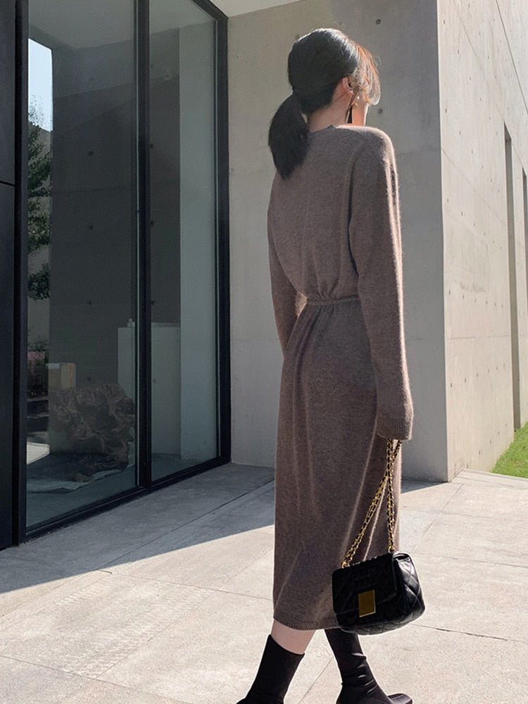 Vintage Sweater Knitted Dress for Women - Azahshopping