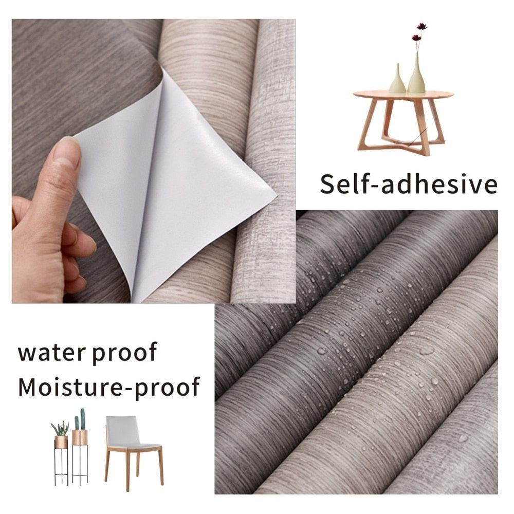 Waterproof Self Adhesive Pvc Wallpaper Roll Furniture Cabinets Vinyl Home Decor - Wallpapers