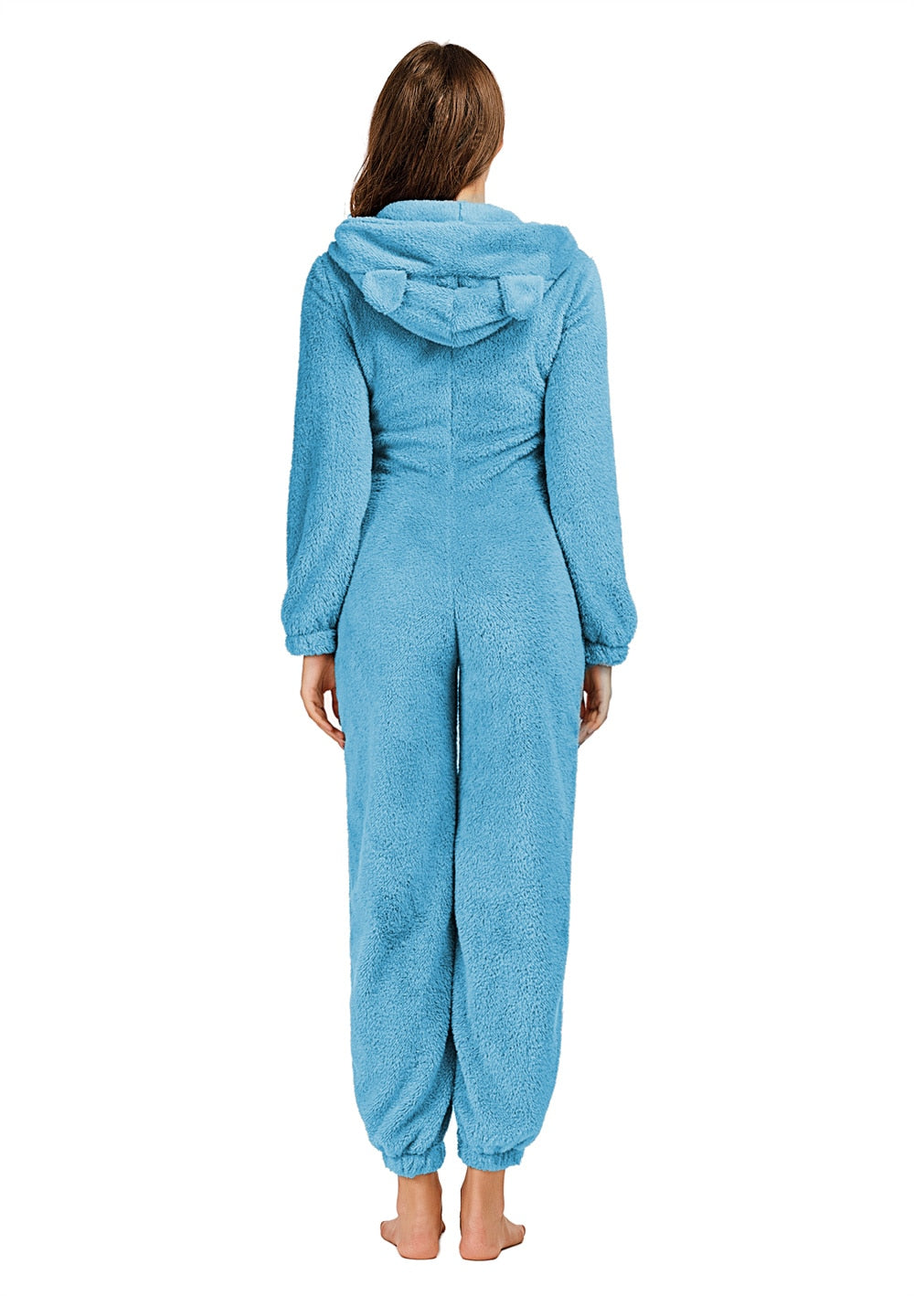 Solid Color Long-sleeve Winter Warm Plush Romper