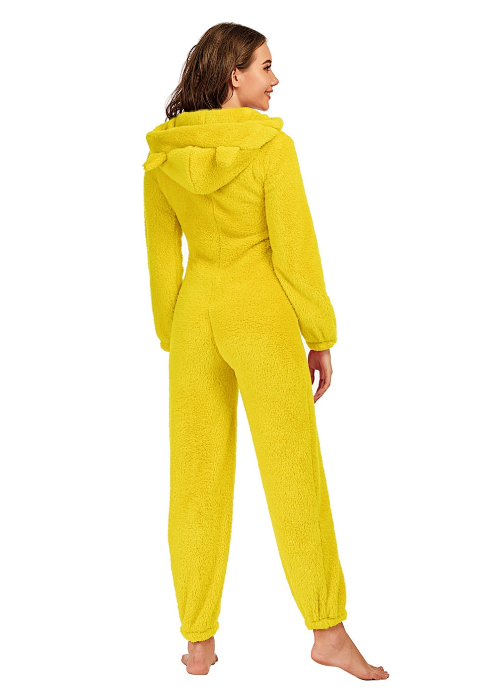 Solid Color Long-sleeve Winter Warm Plush Romper