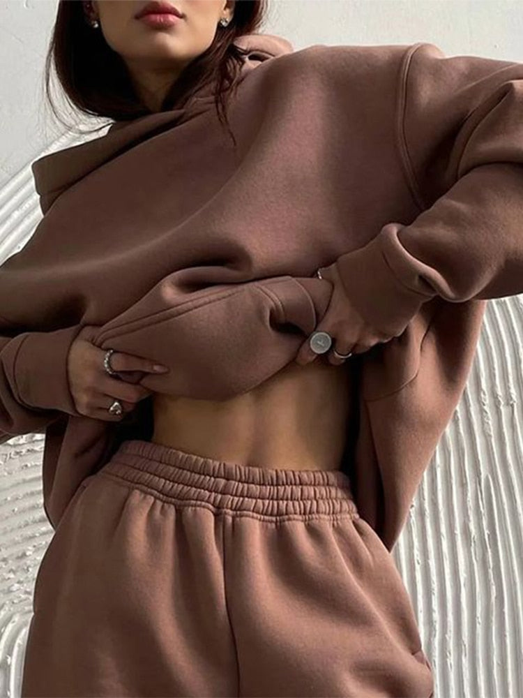 Hoodie Tops Two Piece Set Oversized Tracksuit Sets