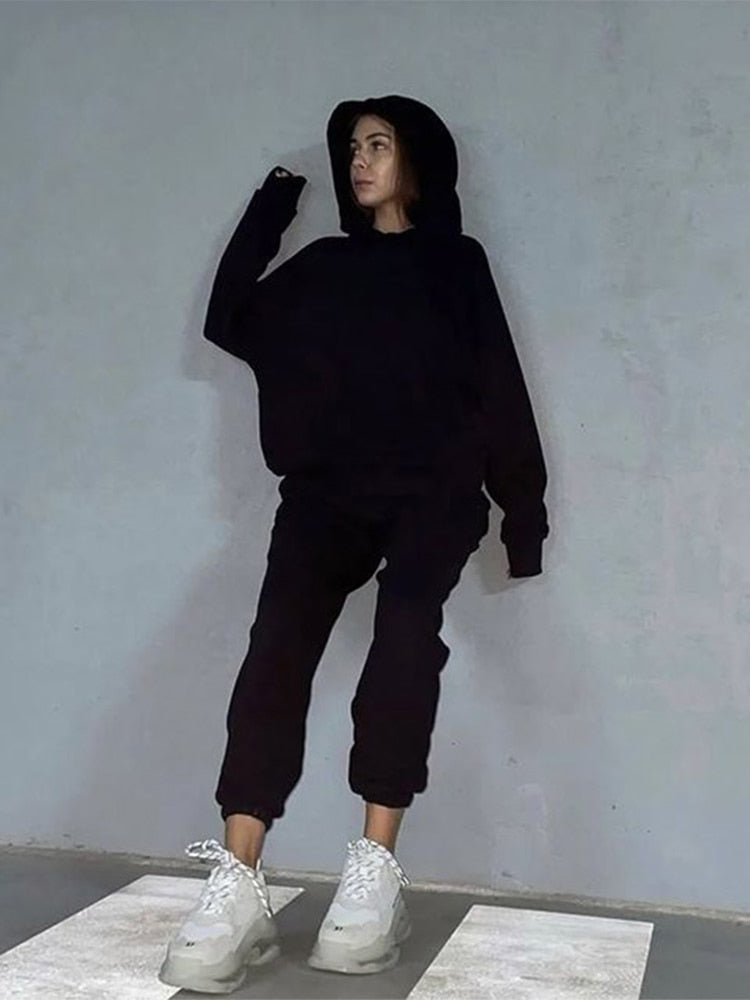Hoodie Tops Two Piece Set Oversized Tracksuit Sets