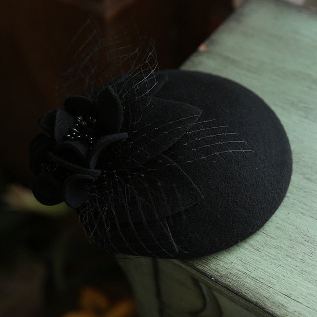 Wool Cashmere Hat, Derby Ascot Photography Fascinator Flower Hat,ladies’ Cocktail Tea Party Headwear