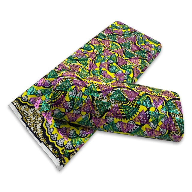 Sequins Embroidery Nigerian African Fabric - Azahshopping