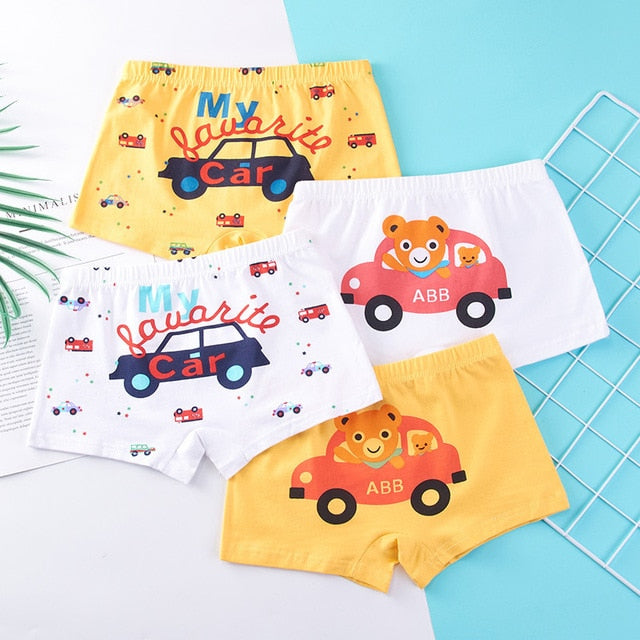 Kids Cartoon Cotton Shorts Underpants (4pcs Set)
