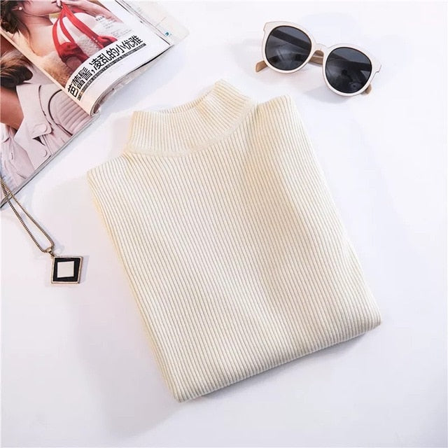 Turtleneck Pullover Sweater – Long Sleeve, Slim Fit & Oversized Style