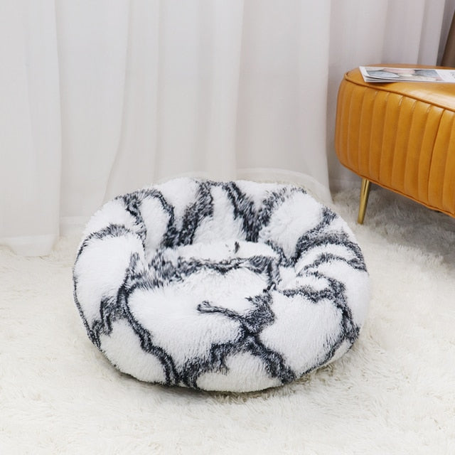 Super Soft Pet Cat Bed Plush Full Size Washable Calm Bed Donut Bed