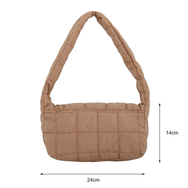 Lattice Pattern Shoulder Bag Space Cotton