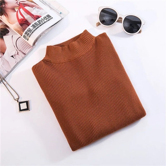 Turtleneck Pullover Sweater – Long Sleeve, Slim Fit & Oversized Style