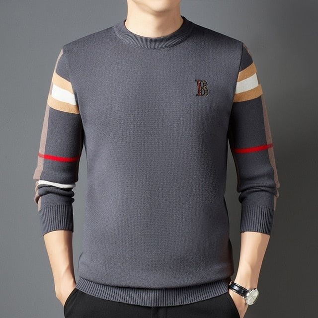 New Design Men Stripe luxury Long Sleeve High Quality Sweater