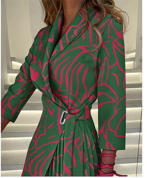 Puff Long Sleeve Elegant Lapel Waist Blazer Dress for Women