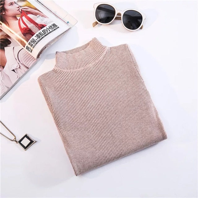 Turtleneck Pullover Sweater – Long Sleeve, Slim Fit & Oversized Style