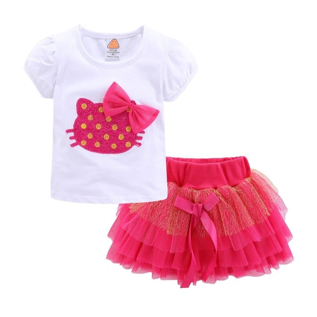 Cute Girls Outfits Boutique 3d Flower Lace Bow Tulle Tutu Skirt Sets For Toddler Gir