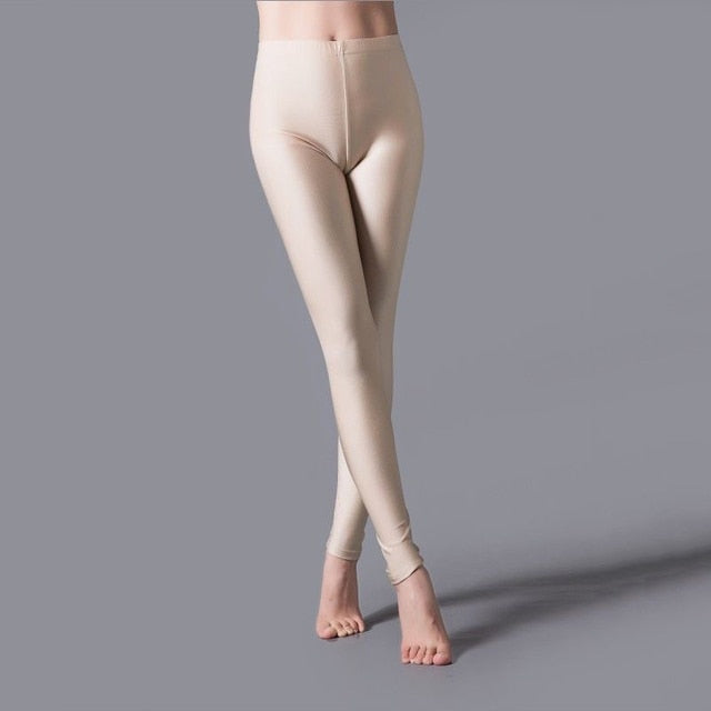 Shinny Elasticity Solid Color Leggings - Azahshopping