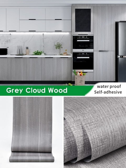 Waterproof Self Adhesive Pvc Wallpaper Roll Furniture Cabinets Vinyl Home Decor - Wallpapers