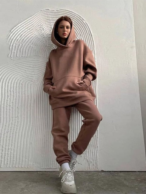 Hoodie Tops Two Piece Set Oversized Tracksuit Sets