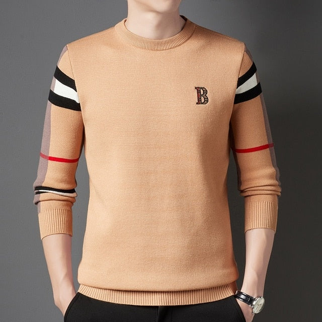 New Design Men Stripe luxury Long Sleeve High Quality Sweater