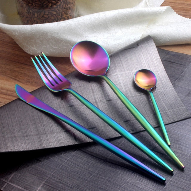 Gold Cutlery Set Forks Spoons Knives Tableware Steel Cutlery Set Stainless Steel