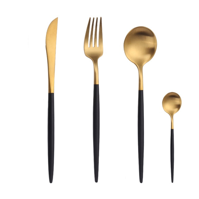 Gold Cutlery Set Forks Spoons Knives Tableware Steel Cutlery Set Stainless Steel