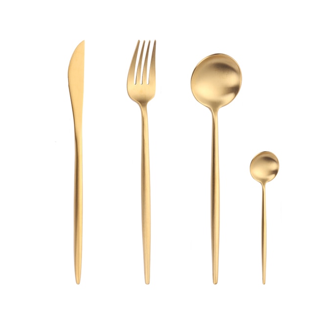 Gold Cutlery Set Forks Spoons Knives Tableware Steel Cutlery Set Stainless Steel