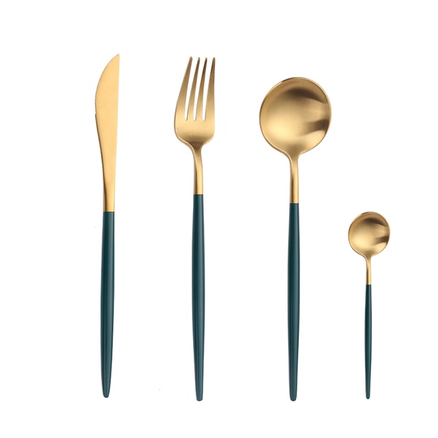 Gold Cutlery Set Forks Spoons Knives Tableware Steel Cutlery Set Stainless Steel
