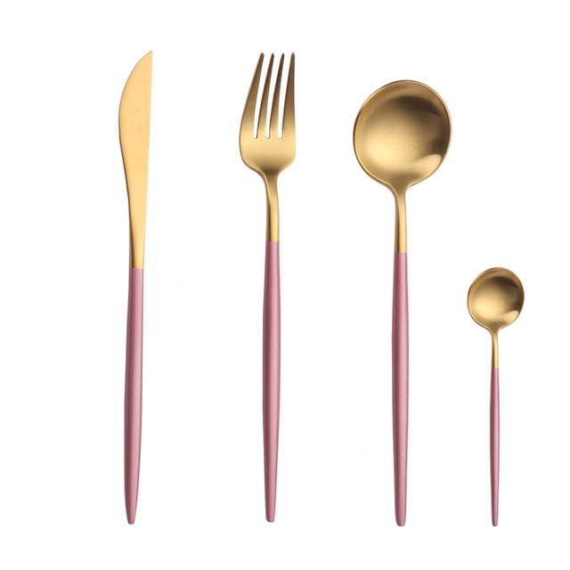 Gold Cutlery Set Forks Spoons Knives Tableware Steel Cutlery Set Stainless Steel