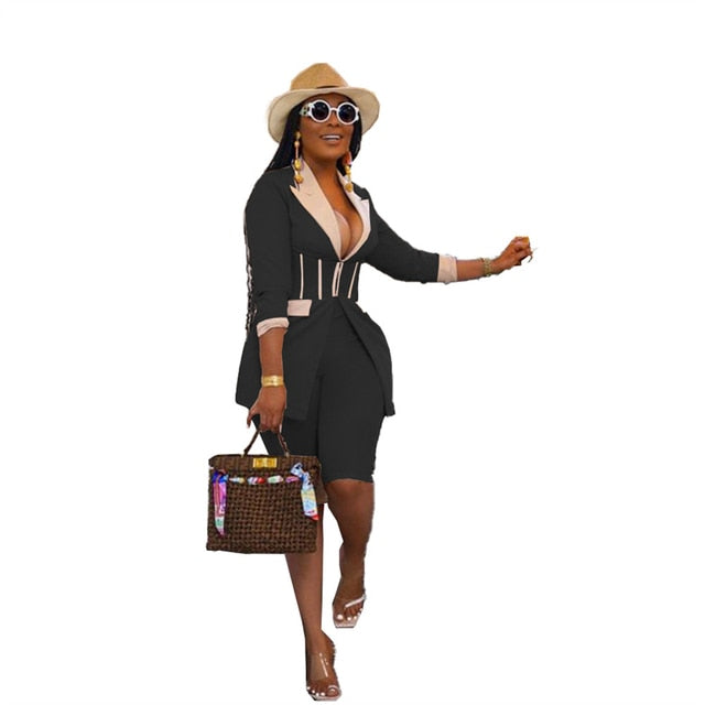 Patchwork Long Sleeve Corset 2 Piece Sets - Azahshopping