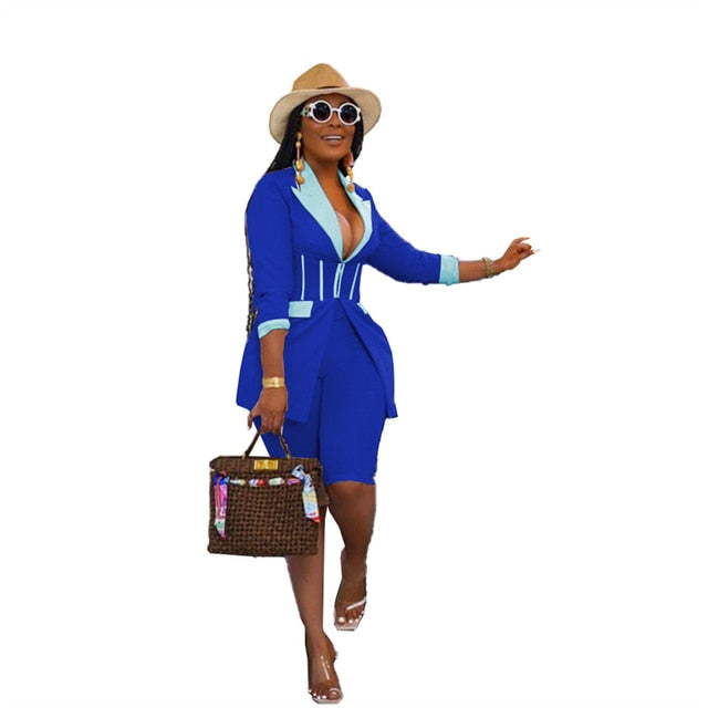 Patchwork Long Sleeve Corset 2 Piece Sets - Azahshopping