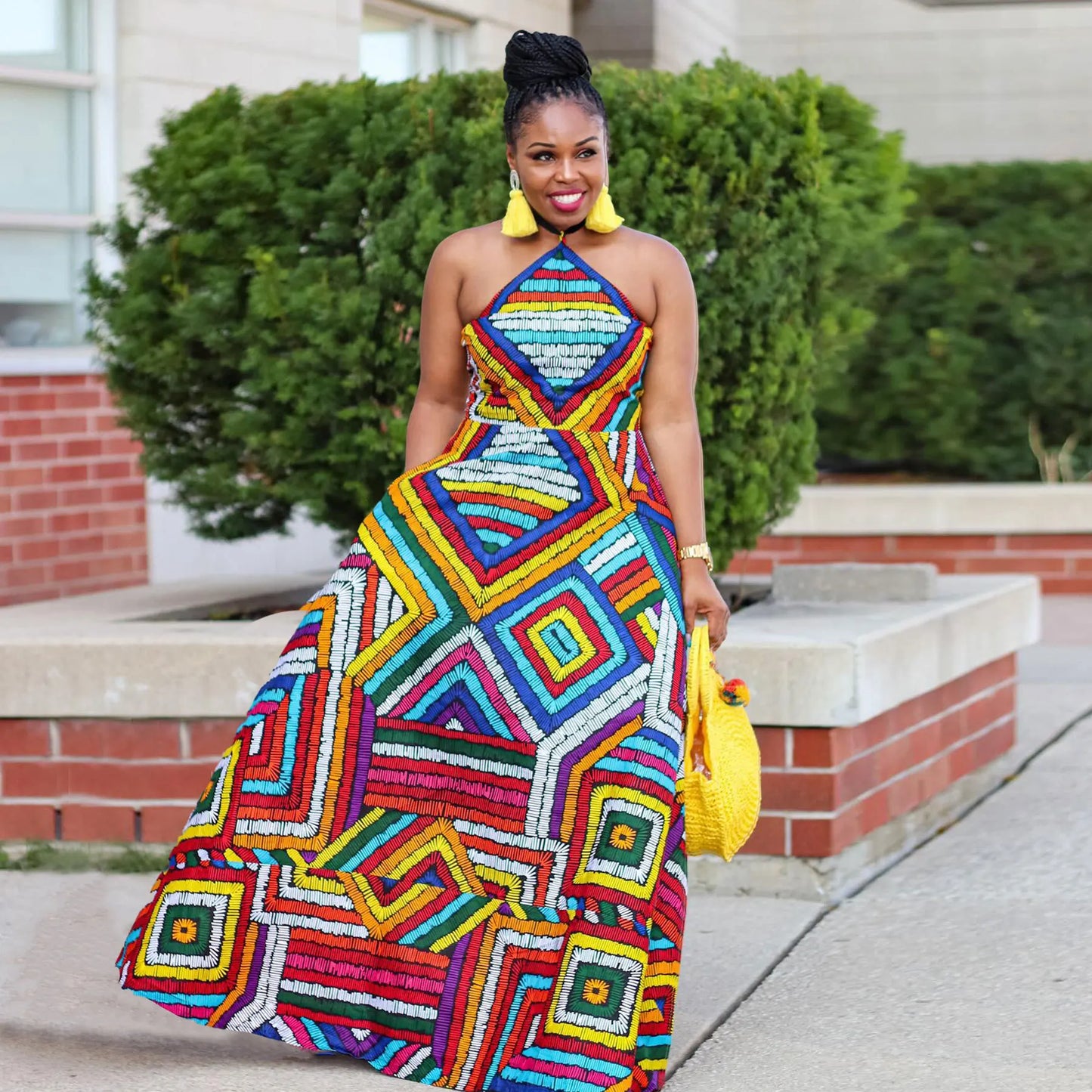 Boho Dashiki Print Style African Maxi Dress