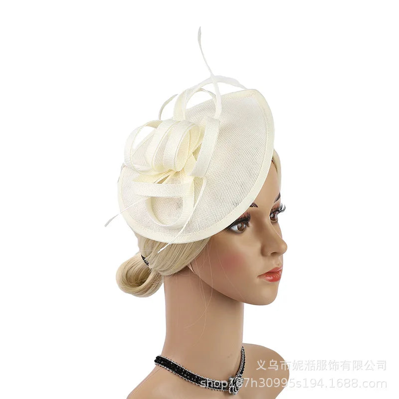 Elegant Hair Drop Fascinator Hat Women Party Hats Bridal Wedding Show Race Millinery With Fancy Flower Headpiece