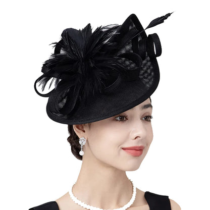 Elegant Fascinator Hat for Women Tea Party Kentucky Derby Fascinator Pillbox Hat Feather Flower Fascinator Wedding Cocktail