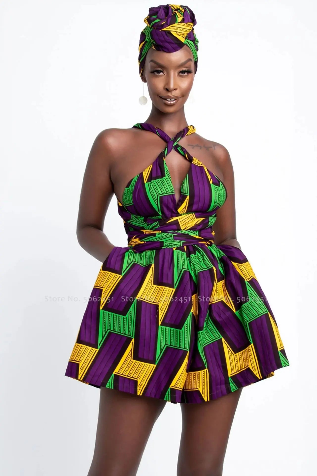 Dashiki Print Romper Short African Style