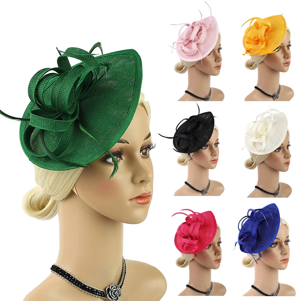 Elegant Hair Drop Fascinator Hat Women Party Hats Bridal Wedding Show Race Millinery With Fancy Flower Headpiece