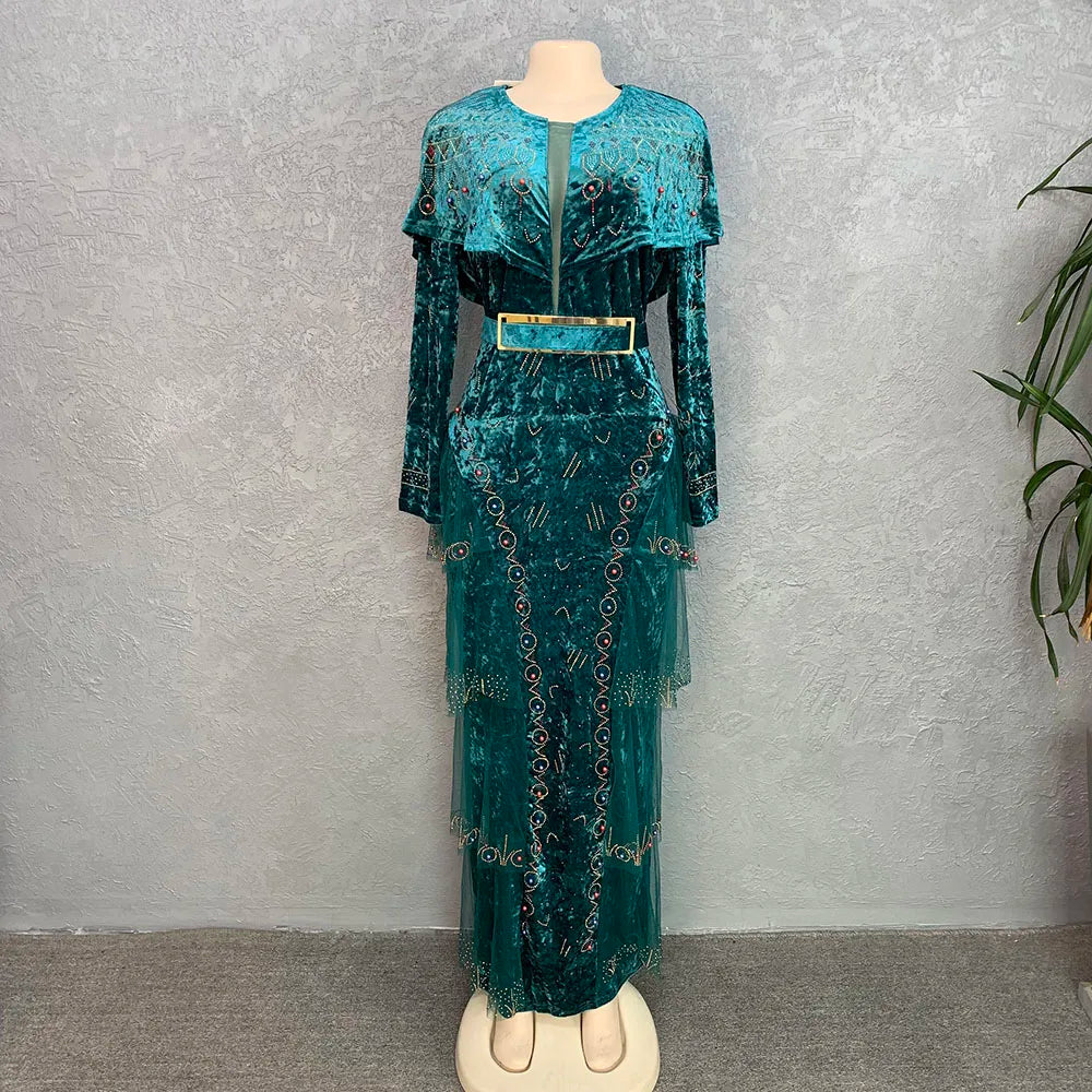 Fashionable Beaded Belted African Party Dress