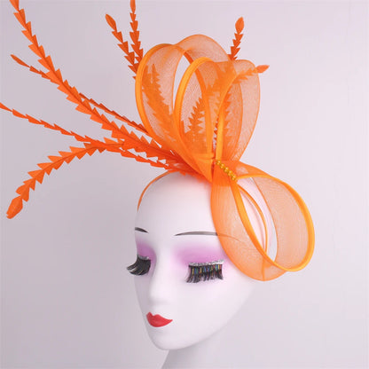 Feather Pillbox Hat Elegant Bow Fascinator