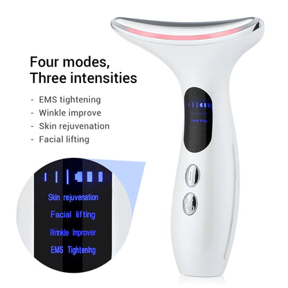 Neck Beauty Device EMS Micro-current, Three-color Light Firming and Rejuvenating Skin, Ion Importer Facial Lifting for Neck Lines