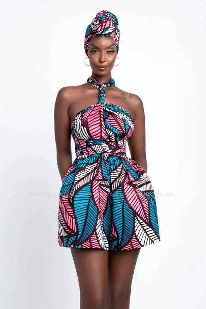 Dashiki Print Romper Short African Style